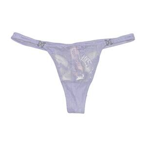 Victoria's Secret Twinkle Butterfly Rhinestone Lace Thong Feather Lilac Medium